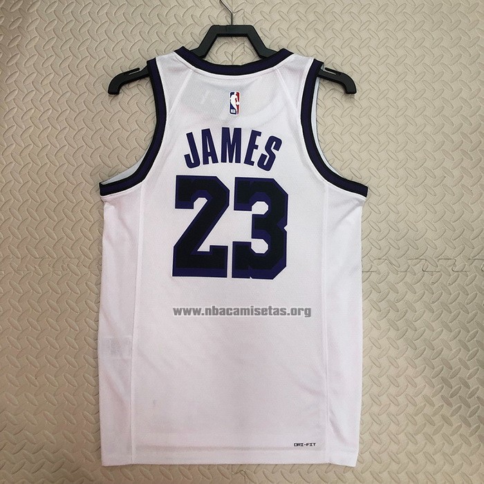 Camiseta Los Angeles Lakers LeBron James NO 23 Ciudad 2022-23 Blanco